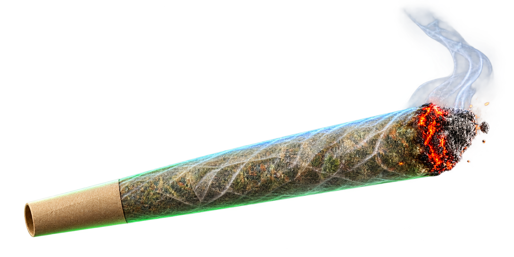 A realistic lit joint igniting the Blazing Bullz smoke transformation